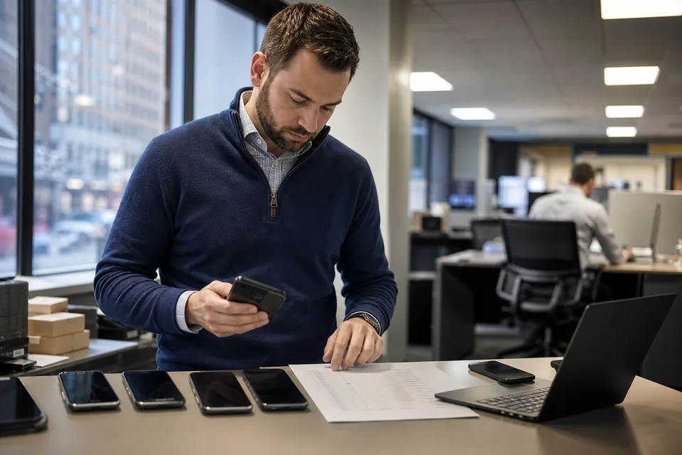 Operations analyst counting mailboxes, phone lines and chat accounts on a broker-dealer archiving inventory