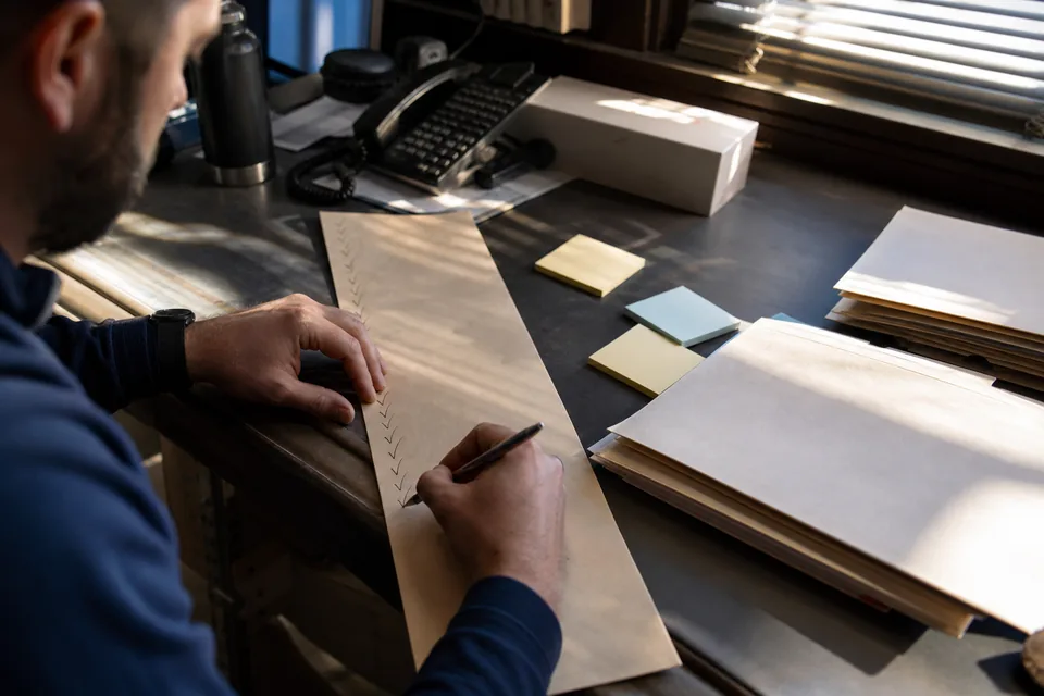 Hands ticking names on a staff roster next to a license invoice to count software users